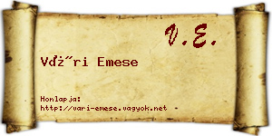 Vári Emese névjegykártya